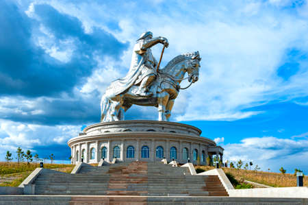 Ulan Bator, Mongolia - August 25, 2016: Genghis Khan Statue Complex, featuring a large equestrian statue of Genghis Khan and underground museum.のeditorial素材