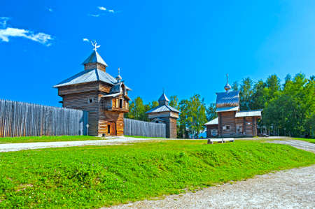 Irkutsk, Russia - September 1, 2016:  Wooden fort, an example of the Eastern Siberian traditional architecture, in the Baikal Museum of Wooden Architectureのeditorial素材