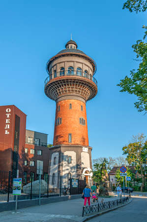 Svetlogorsk, Russia - July 23, 2019: Water tower built in 1908 is an architectural landmark of the spa town Svetlogorsk on Baltic seaのeditorial素材