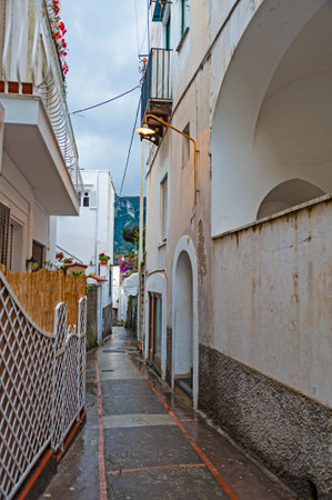 Anacapri, Italy - January 17, 2017: Quiet street of the Anacapri town. Island of Capriのeditorial素材