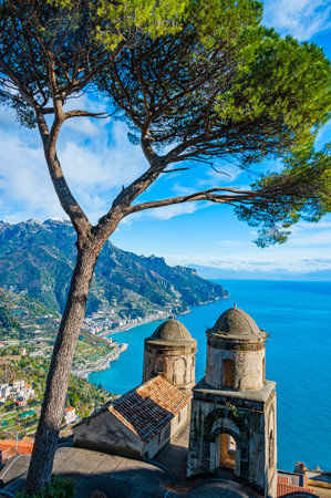 Ravello, a resort town set above the Tyrrhenian Sea by Italy's Amalfi Coast, is home to iconic cliffside gardens.の写真素材