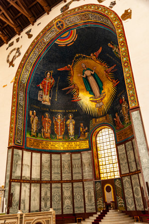 Salerno, Italy - January 20, 2017: Interior of the Duomo di Salerno, the main church in the city of Salerno in southern Italy. It is dedicated to Saint Matthew, whose relics are inside the crypt.のeditorial素材
