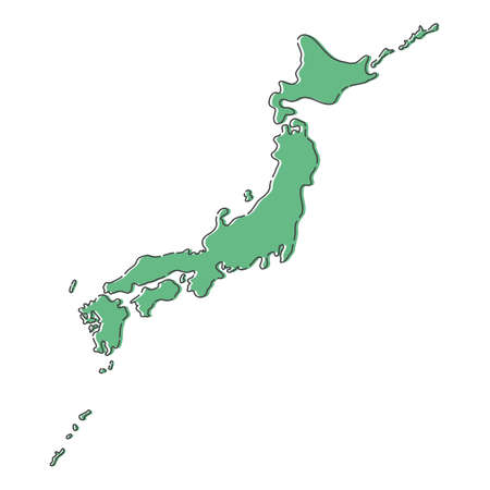 Map of Japan. Simple and cute Visualization design for Infographics. Green color painted.のイラスト素材