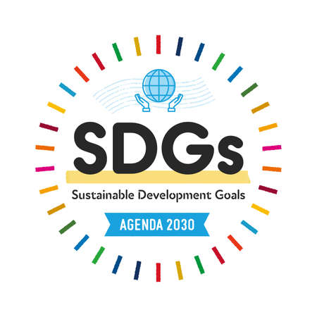 SDGs, Global Goals  in English. Good for the concept of "What is SDGs".  Text, The Sustainable Development Goals and agenda 2030.のイラスト素材