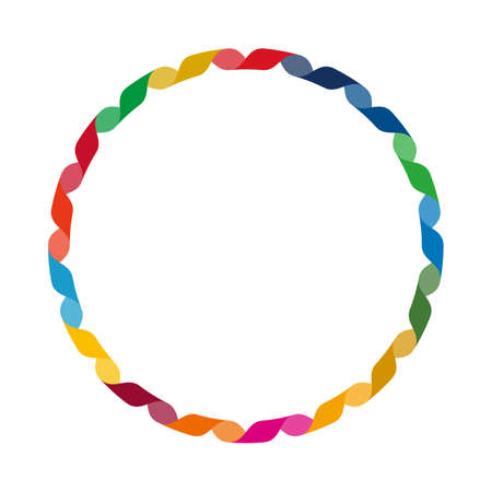 SDGs, Global Goals 17 colors ribbon frame.  Image of diversity, inclusion, "What is SDGs?".のイラスト素材