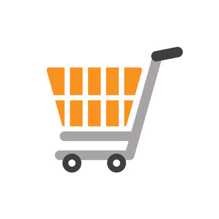 Shopping cart and orange basket isolated on white. Icon for Sale, Shopping, Black Friday Sales promotion.のイラスト素材