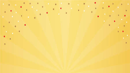 ta-da! Glowing yellow or gold sunburst with confetti. Retro style radial, sunlight stripe background for the winner, award, Sales promotion, celebration concept.のイラスト素材