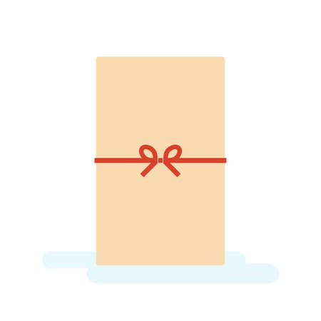Brown manila envelope with red ribbon on White Background.のイラスト素材
