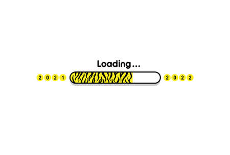 2021 - 2022 Tiger print progress loading bar. Almost reaching new year concept. Simple infographics design element.のイラスト素材