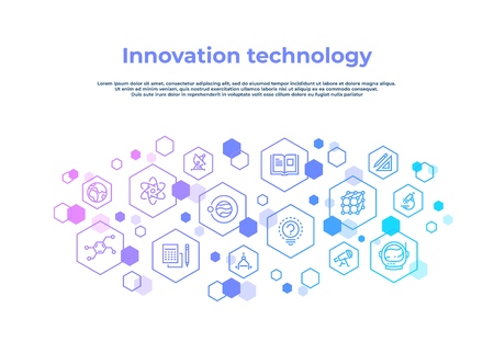Innovation line concept. Laboratory research, creative technology invention abstract business concept. Technology vector posterのイラスト素材