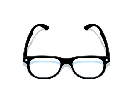 Black glasses. Eyeglasses frame silhouette, black elegant retro spectacles with transparent glass. Vector art modern isometric glassesのイラスト素材