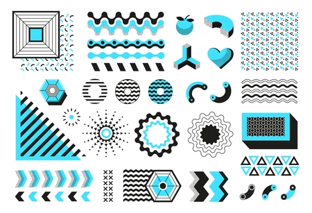 Abstract geometric shapes. Modern memphis line forms, hipster contemporary minimal banner poster...
