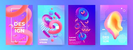 Abstract poster. Modern design futuristic banners with vibrant gradient shapes and minimalist...
