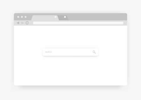 Web browser. Flat window with graphic UI elements, search bar and navigation batons. Vector web application mockup blank searched frames computer toolbarのイラスト素材
