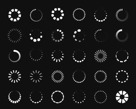 Circle loader icon. Round progress bar and download symbol for application UI, countdown and wait indicator. Vector illustration icons website circle loader status setのイラスト素材