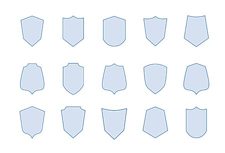 Shield line military or medieval badges. Blank emblems template for sport club and security coat of arms. Vector image heraldic insignia for icons indicate protectionのイラスト素材