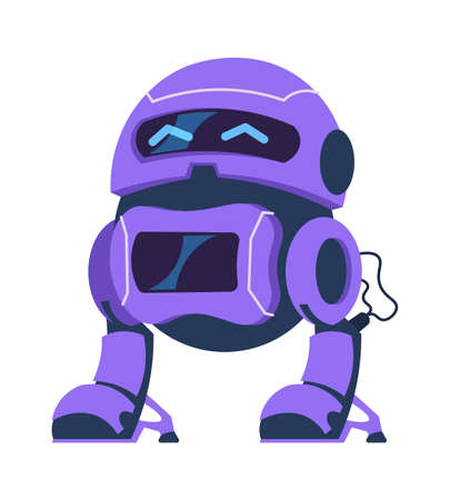 Cartoon android character. Fantastic electronic technology, robot mascot. Science innovation template, advertising automatic cyber toys, and computer video games.のイラスト素材