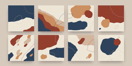 Abstract scribble posters. Social media posts mockup with minimal hand drawn shapes for marketing...