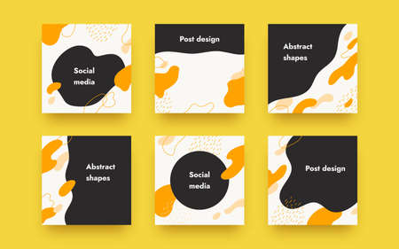 Social media post. Square banner for sale and discount promotion. Geometric shapes, lines and drops with place for headline or text. Web advertising abstract frame and copy space, vector network setのイラスト素材