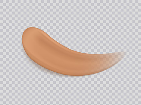 Foundation smudge. Realistic liquid foundation closeup smudge isolated on transparent background. Cream product for face make up.のイラスト素材