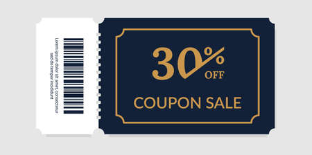 Sale coupon. Realistic discount ticket mock up design. Special offer voucher with tear line and...