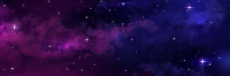 Night sky. Universe space background. Starry heaven with milky way and nebulas. Scenic view of stars...