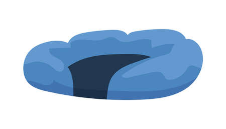 Cartoon cozy pillow for cat and dog. Pets sleeping comfortable blue cushion. Kittens or puppies bedding. Domestic animals home furniture. Vector feline or canine accessory for relaxationのイラスト素材