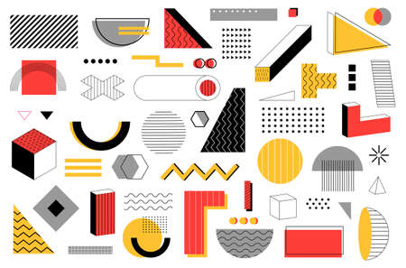 Memphis shapes. Abstract geometric elements. Minimal hipster colorful polygon forms collection....