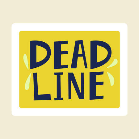 Planner sticker. Cartoon deadline mark for kids notebook. Cute journal and diary label. Tasks planning. Doodle work finish symbol. Agenda and reminder. Vector trendy organizer badgeのイラスト素材