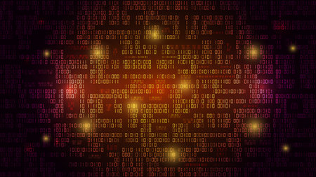 Hacker matrix. Spy binary code. Cybercrime in cyberspace. Computer data. Futuristic robot AI. Software encode backdrop. One and zero symbols encryption coding. Vector abstract backgroundのイラスト素材