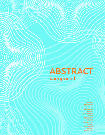 Abstract background. Modern geometric shapes on blue backdrop. White curve waves, graphic design with dynamic effects. Isolated minimal forms. Concentric circles. Vector trendy figuresのイラスト素材