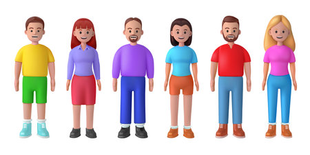 3d people. Man and woman isolated render person, avatars design, human face of boy or girl, happy...