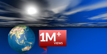 Dubai, United Arab Emirates - January, 04, 2021, 3d rendered earth globe, with a youtube icon and subscribe icon, a popular social media network in the world, on 3d rendered background.のeditorial素材