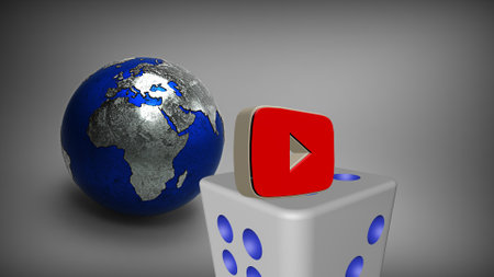 Dubai, United Arab Emirates - January, 04, 2021, 3d rendered  globe, with a youtube icon and...