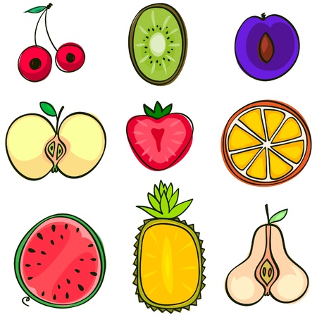 fruits and berriesのイラスト素材