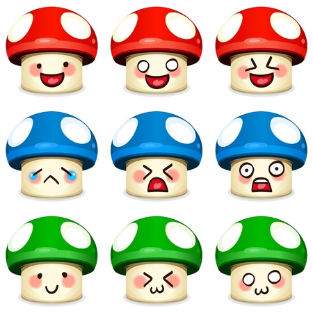 mushroom icon setのイラスト素材