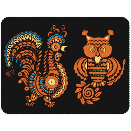 Russian culture birdsのイラスト素材