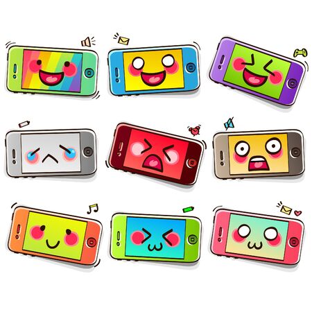 mobile phone smileのイラスト素材