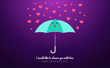 Cyan umbrella showered with loveのイラスト素材
