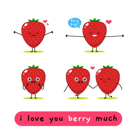 Cute Strawberry mascot. Vector illustrationのイラスト素材