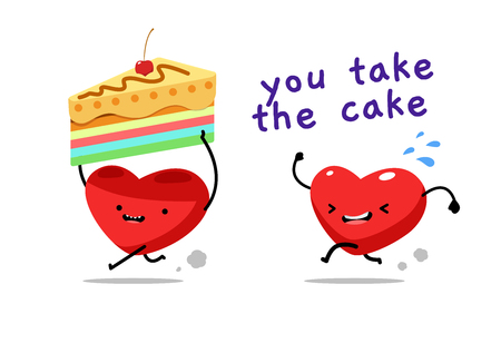 a red heart take the cake. Vector Illustrationのイラスト素材