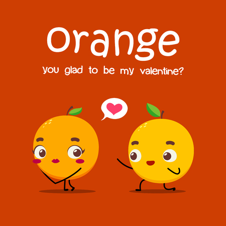 An orange is proposing other orange. Vector Illustrationのイラスト素材