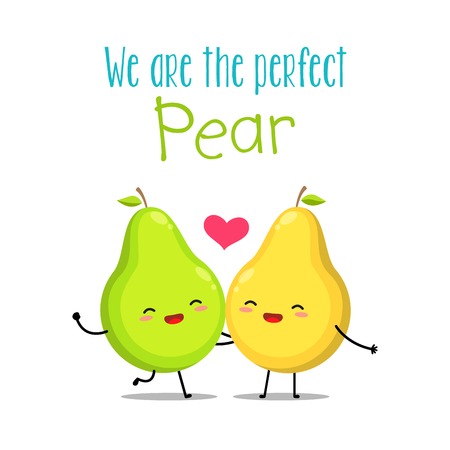 A green and yellow pear. Vector illustrationのイラスト素材