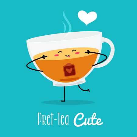 a cute pose of a tea. Vector Illustrationのイラスト素材
