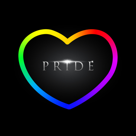 colorful outline of heart shape with text Prideのイラスト素材