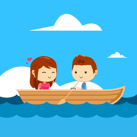 A couple in a boatのイラスト素材