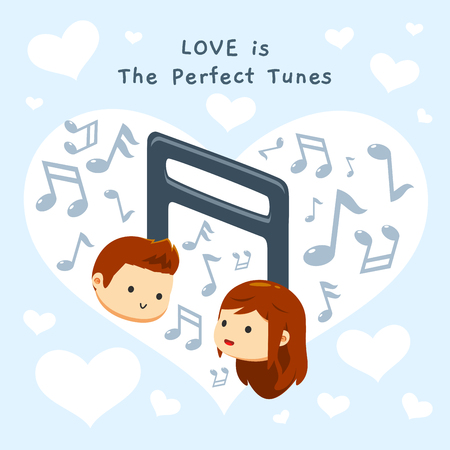 A boy and a girl's head on a tunesのイラスト素材