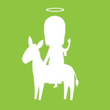 palm sunday - silhouette of holy man riding a donkeyのイラスト素材