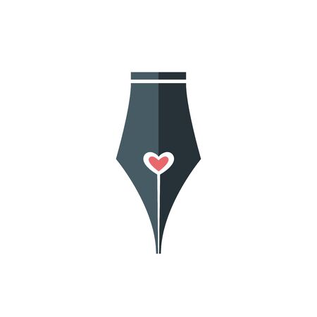 Pen nib with heart sign. Isolated Vector Illustrationのイラスト素材