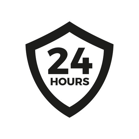 Black Shield with 24 Hours Textのイラスト素材